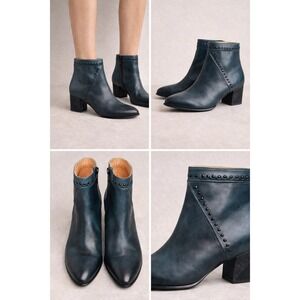 Boho Fairy Art Wear L Artiste Teal Blue Studded Leather Ankle Boots EU 41